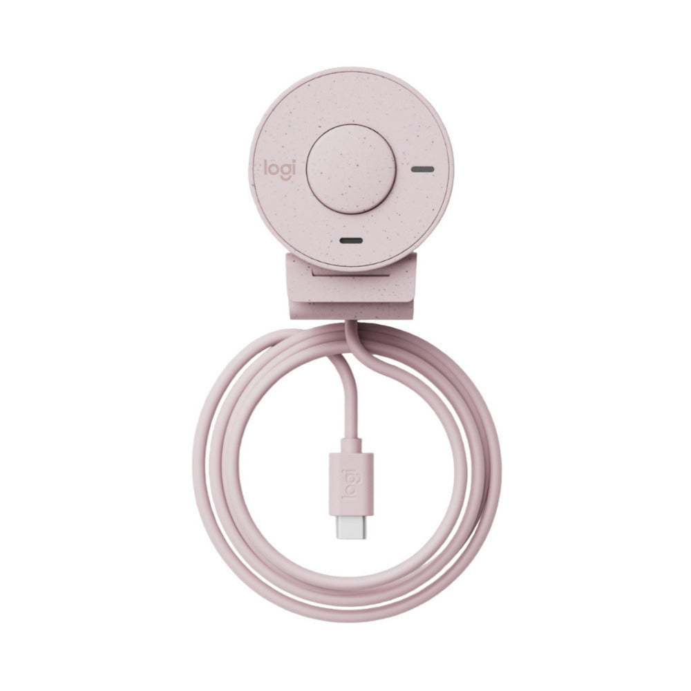 Logitech Brio 300 Rose Noise-Reducing Mic and 1080P Webcam with Shutter