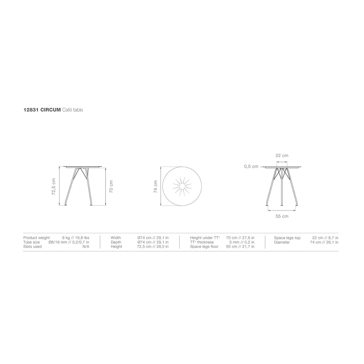 Houe CIRCUM Caf Table with Bamboo Top (Black, Powder Coated Steel Frame) (Open Box)