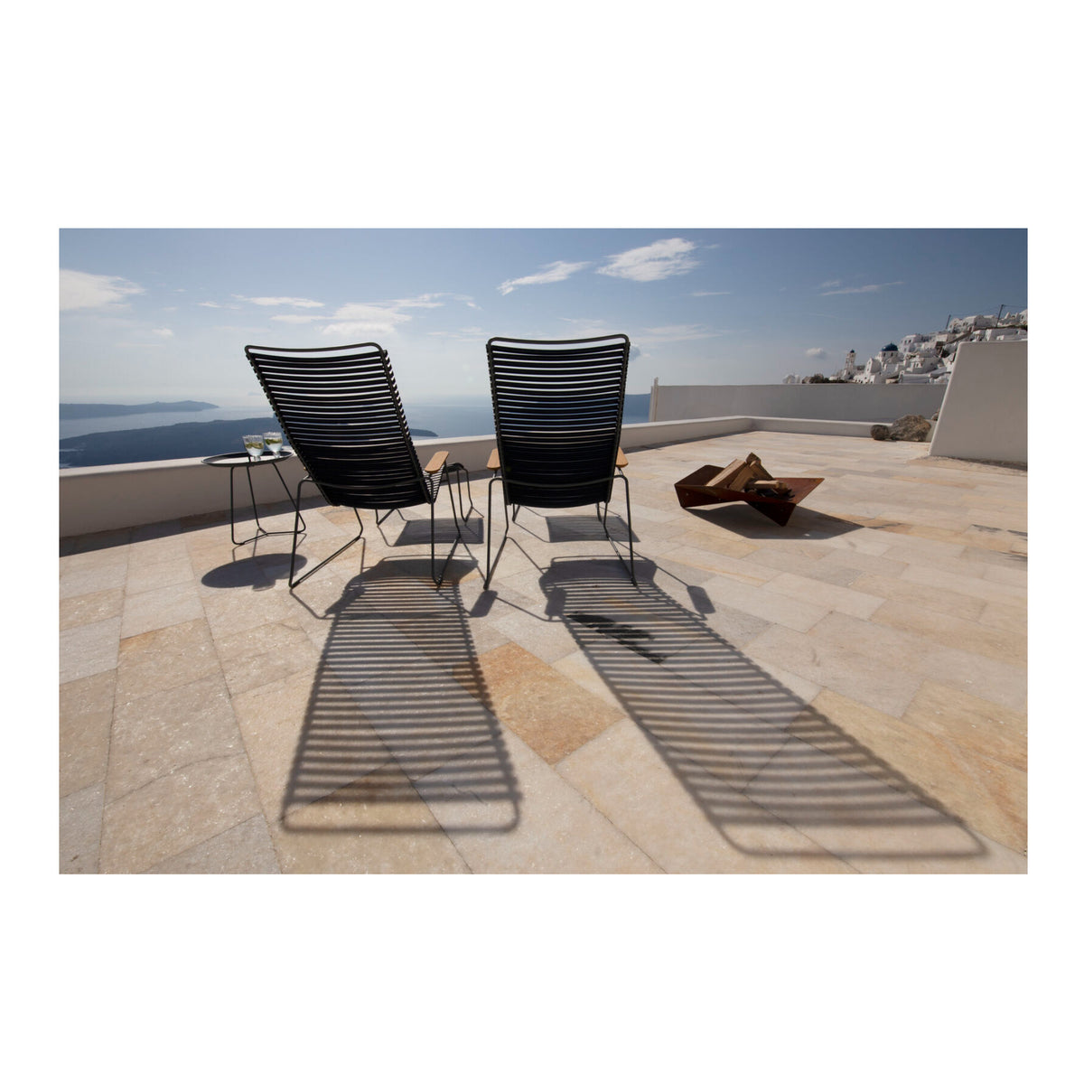 Houe CLICK Outdoor Lounge Chair with Bamboo Armrests (Black, Gray Steel Frame)