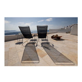 Houe CLICK Outdoor Lounge Chair with Bamboo Armrests (Black, Gray Steel Frame)