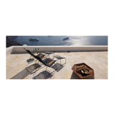 Houe CLICK Outdoor Lounge Chair with Bamboo Armrests (Black, Gray Steel Frame)