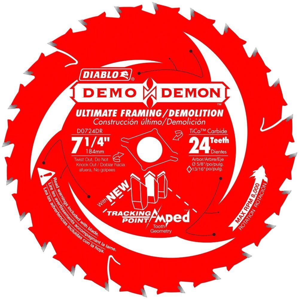 Freud D0724DA Diablo Demo Demon 7-1/4' x 24-Tooth Circular Saw Blades (10 Pack)