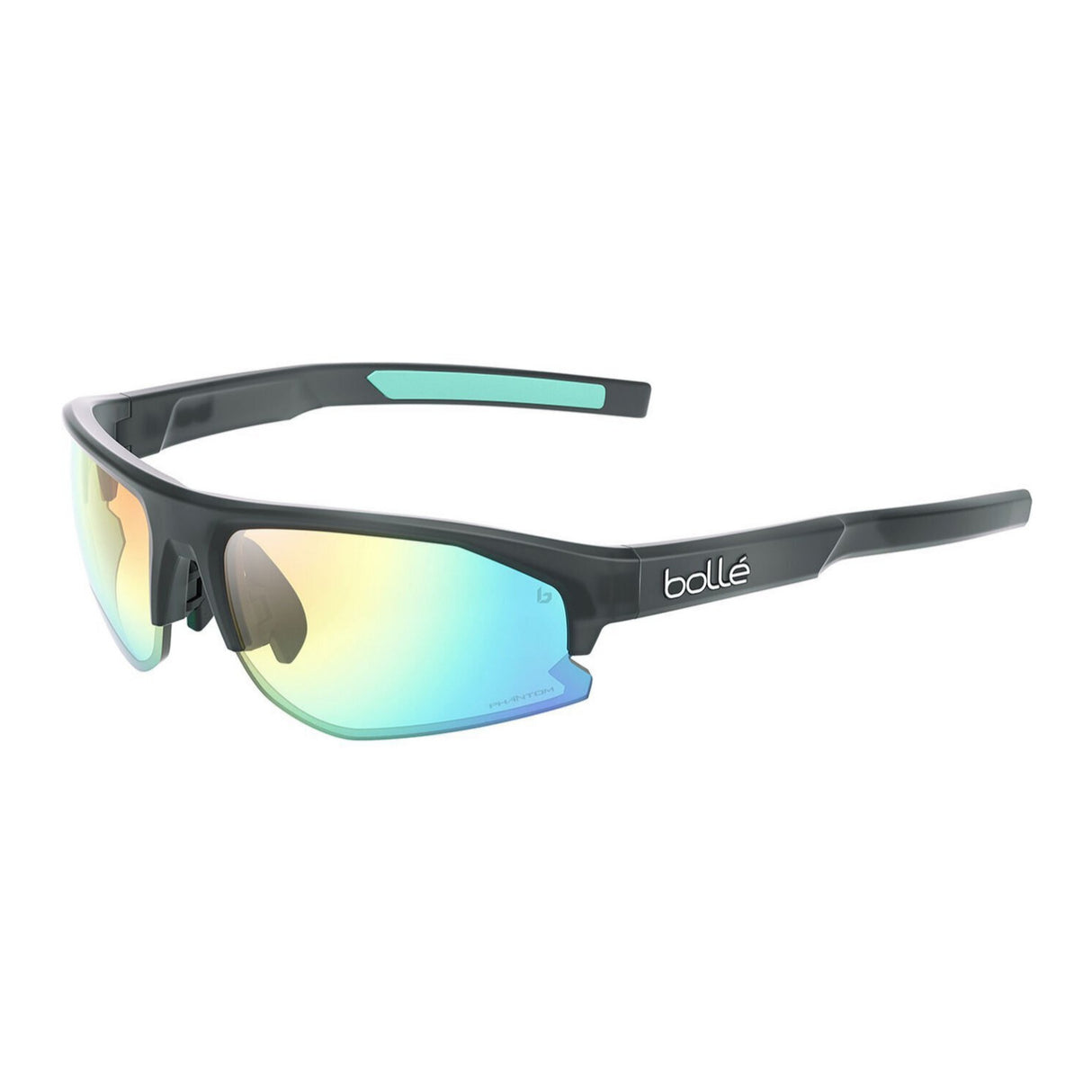 Bolle Bolt 2.0 Sunglasses (Matte Crystal Black Frame, Phantom Clear Green Lens)