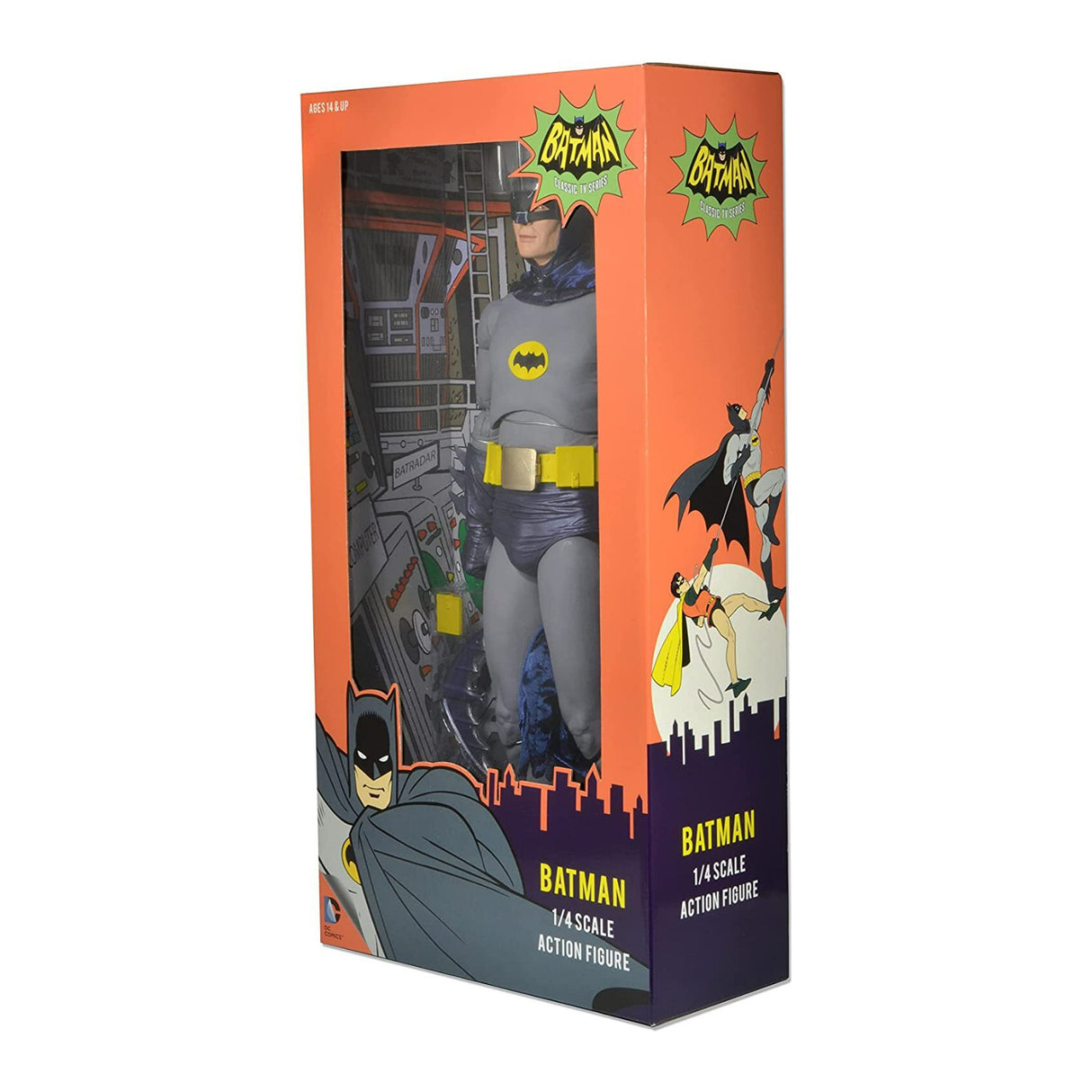 Neca Batman Adam West 18-Inch 1/4 Scale Action Figure with Cartoon-Style Batcave