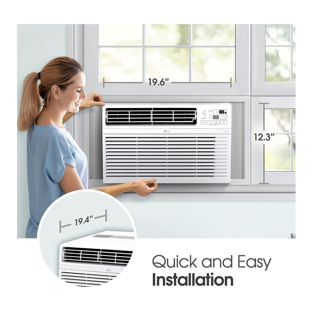 LG 10000 BTU Smart Wi-Fi Enabled Window Air Conditioner with Remote (White)