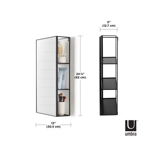 Umbra Cubiko Wall Mirror and Storage Unit (Black, 40 lb Capacity)
