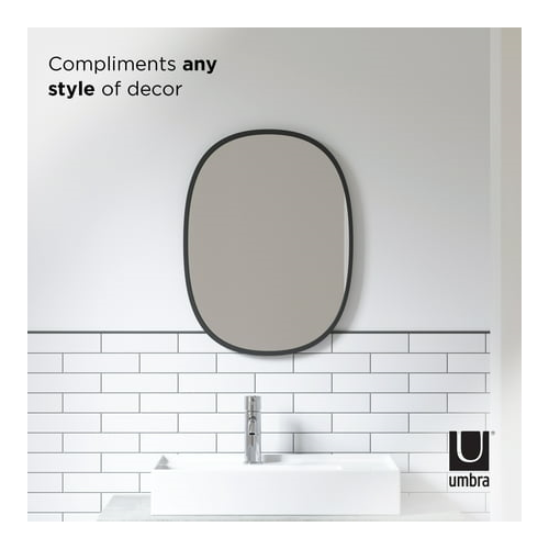 Umbra Hub Oval Mirror (Black, 18 x 24 Inch)
