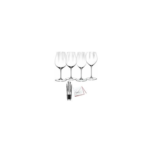Riedel Performance Wine Glasses (4-Pack) with Wine Pourer and Polishing Cloth