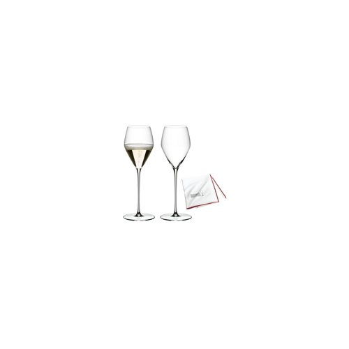 Riedel Veloce Champagne Wine Glasses (Set of 2) With Microfiber Polishing Cloth