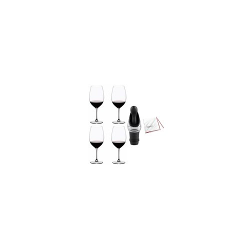 Riedel Vinum Bordeaux Grand Cru Glasses (4-Pack) with Wine Pourer Bundle