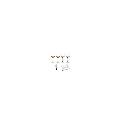 Riedel Veritas Chardonnay Glasses (4-pack) with Cloth and Wine Pourer