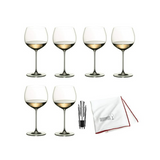 Riedel Veritas Chardonnay Glasses (6-Pack) with Cloth and Wine Pourer
