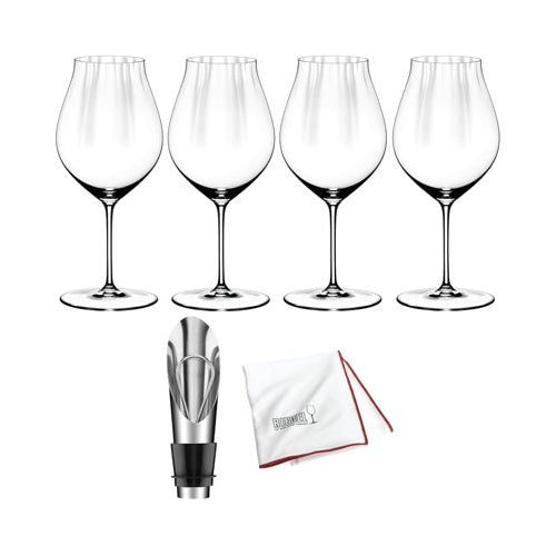 Riedel Performance Pinot Noir Wine Glass (4-Pack) with Polishing Cloth Bundle