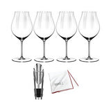 Riedel Performance Pinot Noir Wine Glass (4-Pack) with Polishing Cloth Bundle