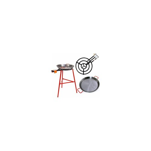 Garcima Ibiza Paella Pan Set w/ Burner, 28-In Carbon Steel Pan & Reinforced Legs
