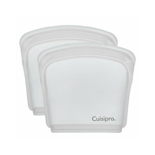 Cuisipro Silicone Seamless Reusable Bags (Clear, 5.25 x 4.75-inch, 2-Pack)