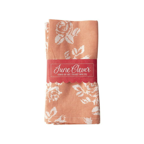 June Clever  Collector's Edition, Fabric Napkins for Dining 17X17in (Good Heart Smart Mouth, 4 Cloth Napkins)