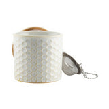 Chantal Ceramic Tea Caddy Set w/ Bamboo Lid and Tea Ball Infuser (White)