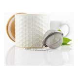 Chantal Ceramic Tea Caddy Set w/ Bamboo Lid and Tea Ball Infuser (White)
