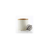 Chantal Ceramic Tea Caddy Set w/ Bamboo Lid and Tea Ball Infuser (White)