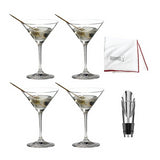 Riedel Vinum Martini Glasses (Set of 4) with Wine Pourer and Polishing Cloth