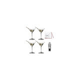 Riedel Vinum Martini Glasses (Set of 4) with Wine Pourer and Polishing Cloth