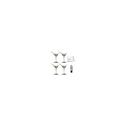 Riedel Vinum Martini Glasses (Set of 4) with Wine Pourer and Polishing Cloth