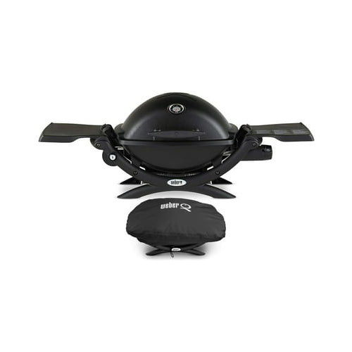 Weber Q 1200 Gas Grill - LP Gas (Black) with Grill Cover