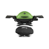 Weber Q 1200 Liquid Propane Grill (Green) with Grill Cover