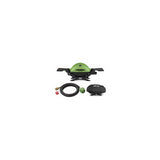 Weber Q 1200 Liquid Propane Grill (Green) with Adapter Hose and Grill Cover
