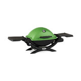 Weber Q 1200 Liquid Propane Grill (Green) with Adapter Hose and Grill Cover