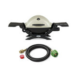 Weber Q1200 Liquid Propane Grill (Titanium) Starter Bundle