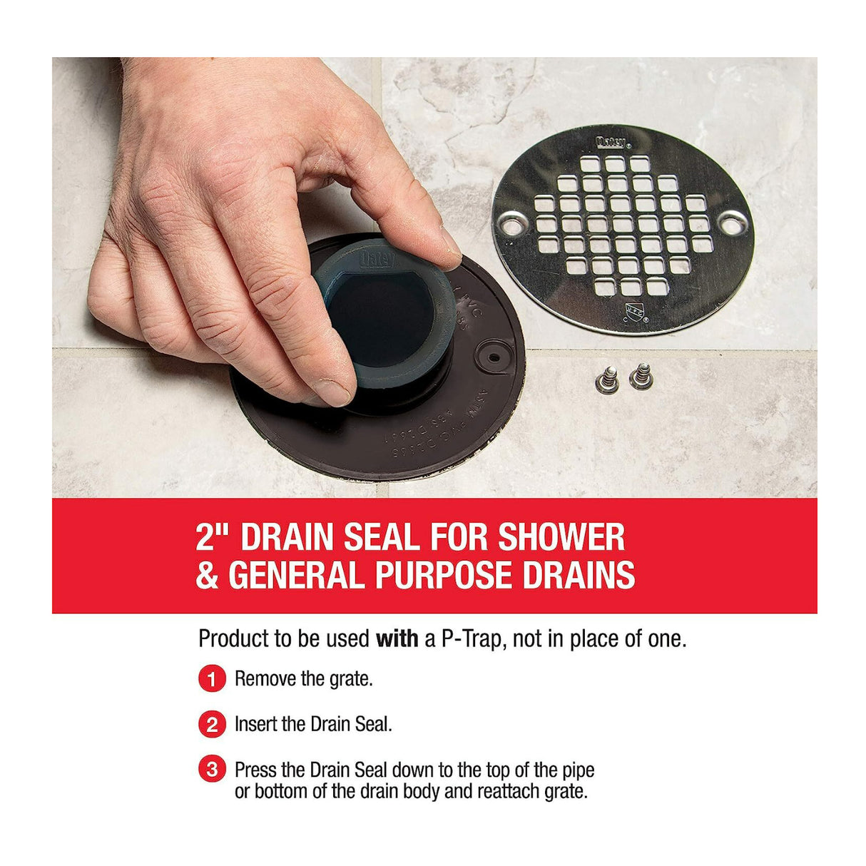 Oatey 43745 Seal for 2-Inch Shower and Floor Drain with Easy Installation(Black)