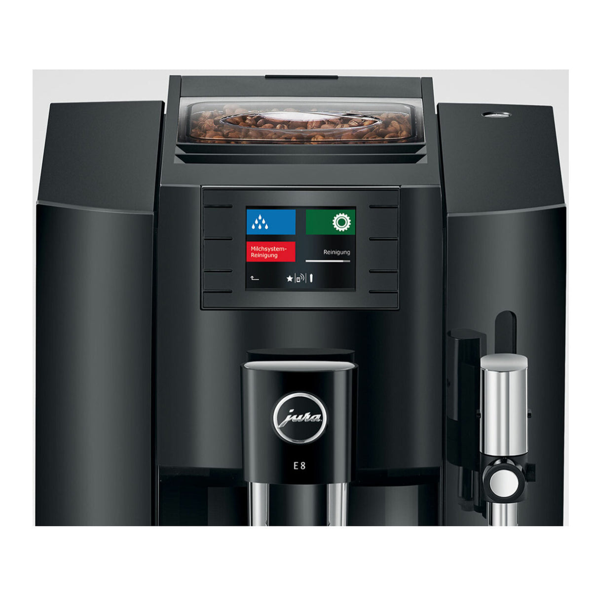 Jura E8 5th Gen Automatic Coffee Machine Piano Black with Milk Container Bundle