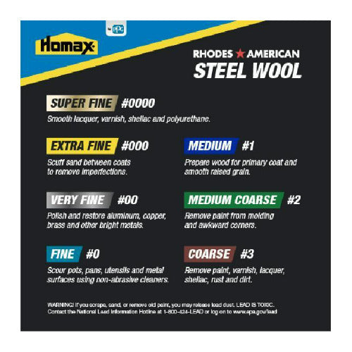 Homax Rhodes American Grade 4 Extra Coarse Heavy-Duty Steel Wool Pad (12-Pack)