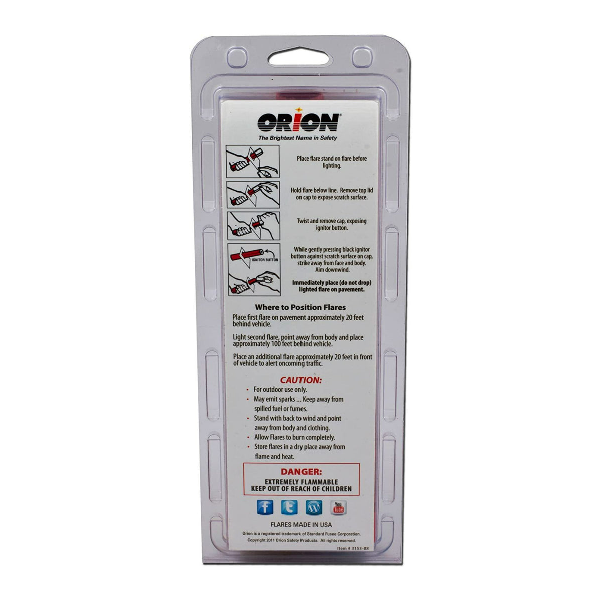 Orion Safety Non-Perchlorate Formula No Batteries Three 15-Minute Road Flares