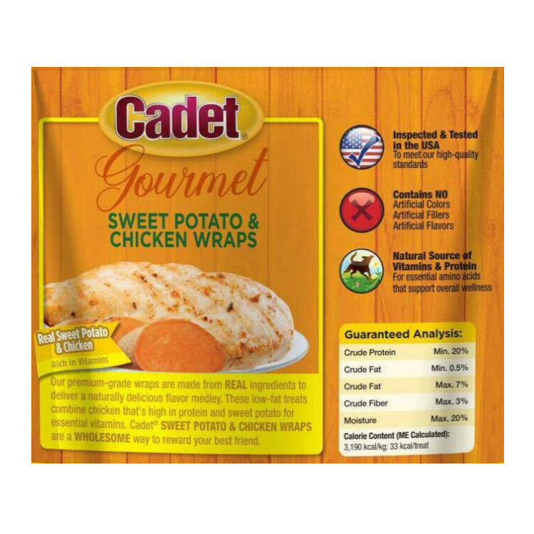 Cadet Gourmet Chicken-Wrapped Sweet Potato 14 oz High-Protein Premium Dog Treats