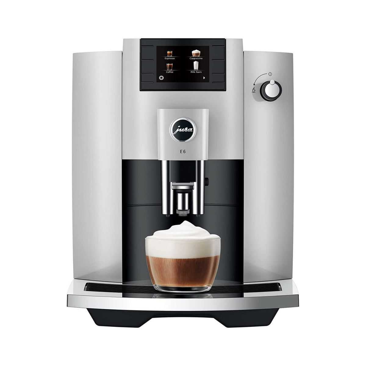 Jura E6 Automatic Espresso Machine with Programmable Coffee Strength (Platinum)