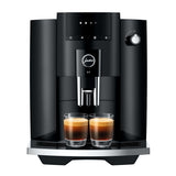 Jura E4 Coffee Machine (Piano Black) with Filter, Cleaning Tablets and Coffee