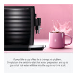 Jura E4 Coffee Machine (Piano Black) with Filter, Cleaning Tablets and Coffee