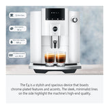 Jura E4 Coffee Machine (Piano White) with Filter, Cleaning Tablets and Coffee