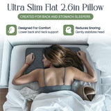 Umiboo by Focus Thin 2.5-Inch Memory Foam Pillow for Stomach and Back Sleepers (Gray)