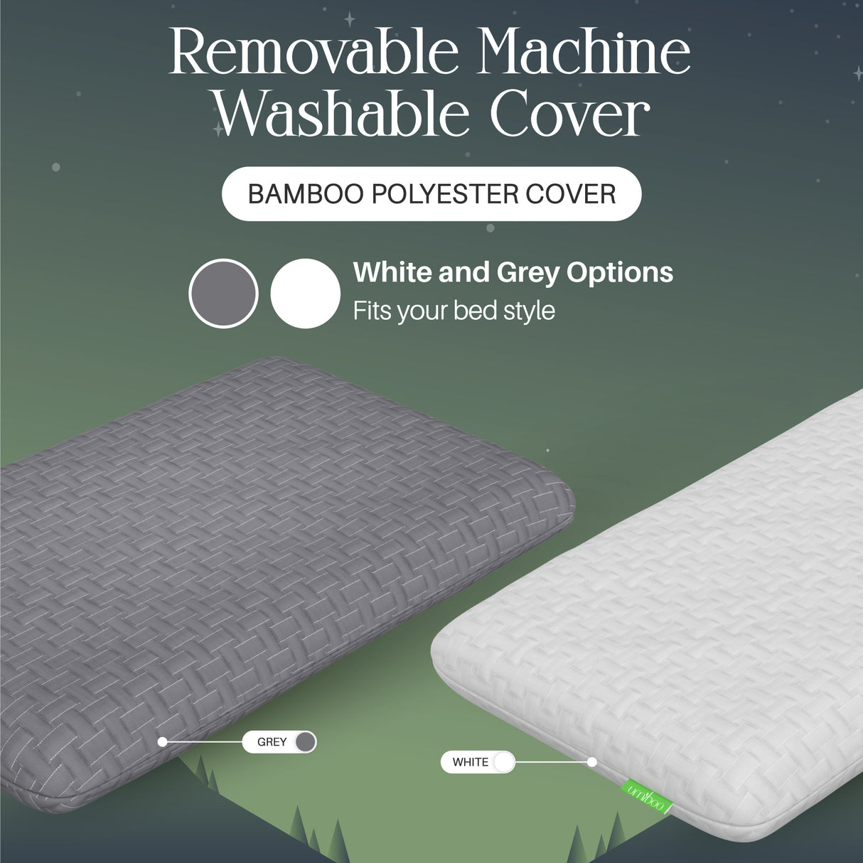 Umiboo by Focus Thin 2.5-Inch Memory Foam Pillow for Stomach and Back Sleepers (Gray)