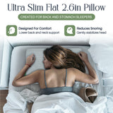 Umiboo by Focus Thin 2.5-Inch Memory Foam Pillow for Stomach and Back Sleepers (White)