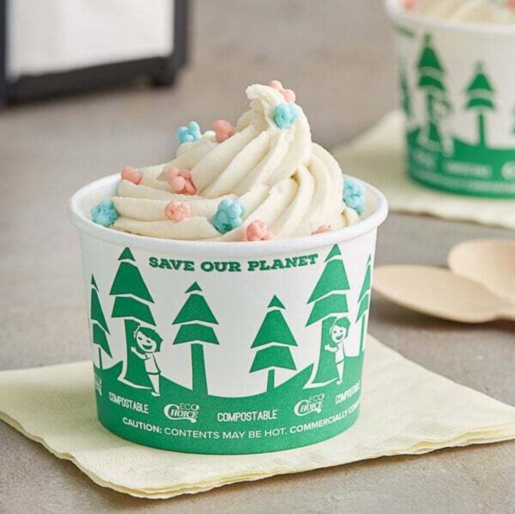 EcoChoice Compostable Paper Food Cup with Tree Design 8 oz. - 25/Pack