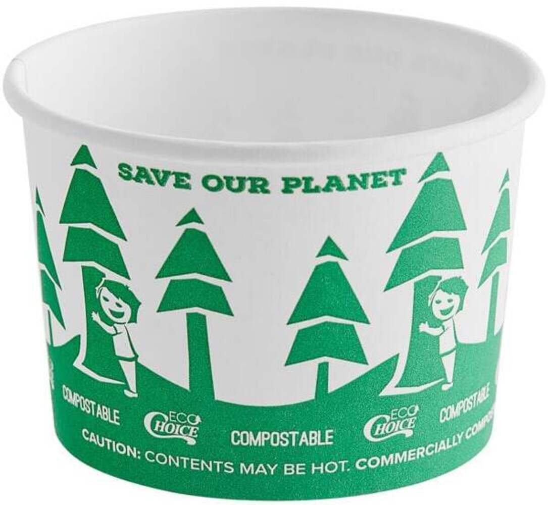 EcoChoice Compostable Paper Food Cup with Tree Design 8 oz. - 25/Pack