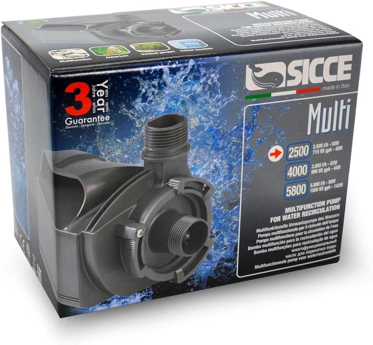 SICCE MULTI 2500 Multifunction Aquarium Pump, 715 GPH