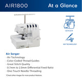 Brother AIR1800 Air Serger Sewing Machine with Air Threading Technology