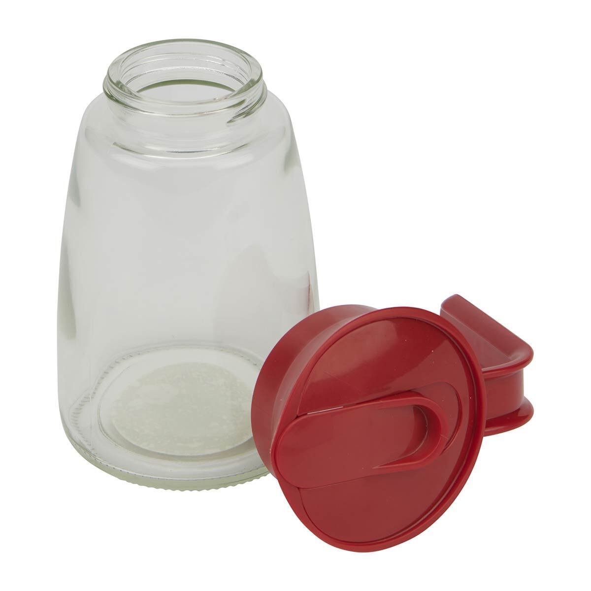 GoodCook 12 oz. Glass Syrup Dispenser with Lid (Clear/Red)