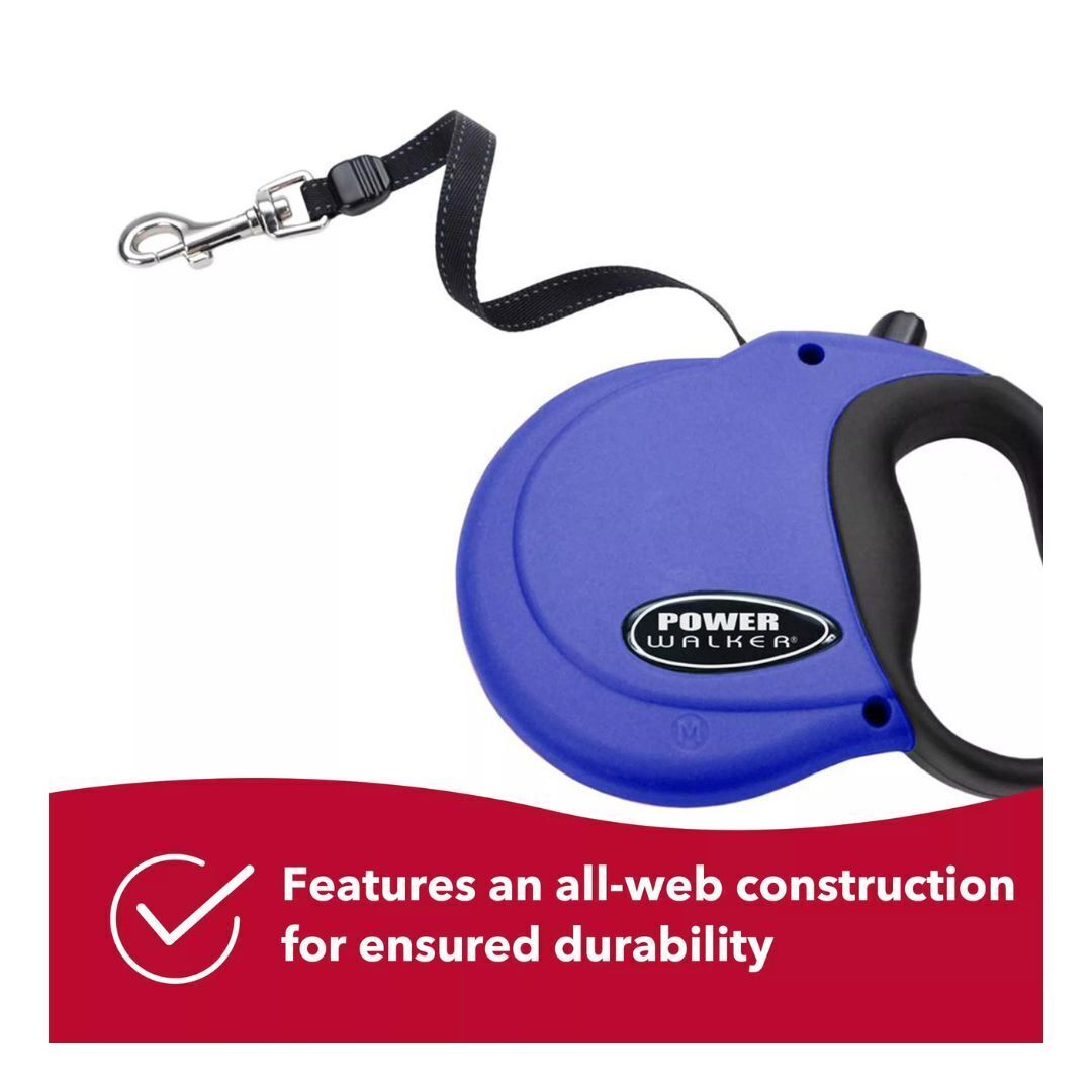 Coastal Pet Power Walker Dog Retractable Leash- Blue - Medium